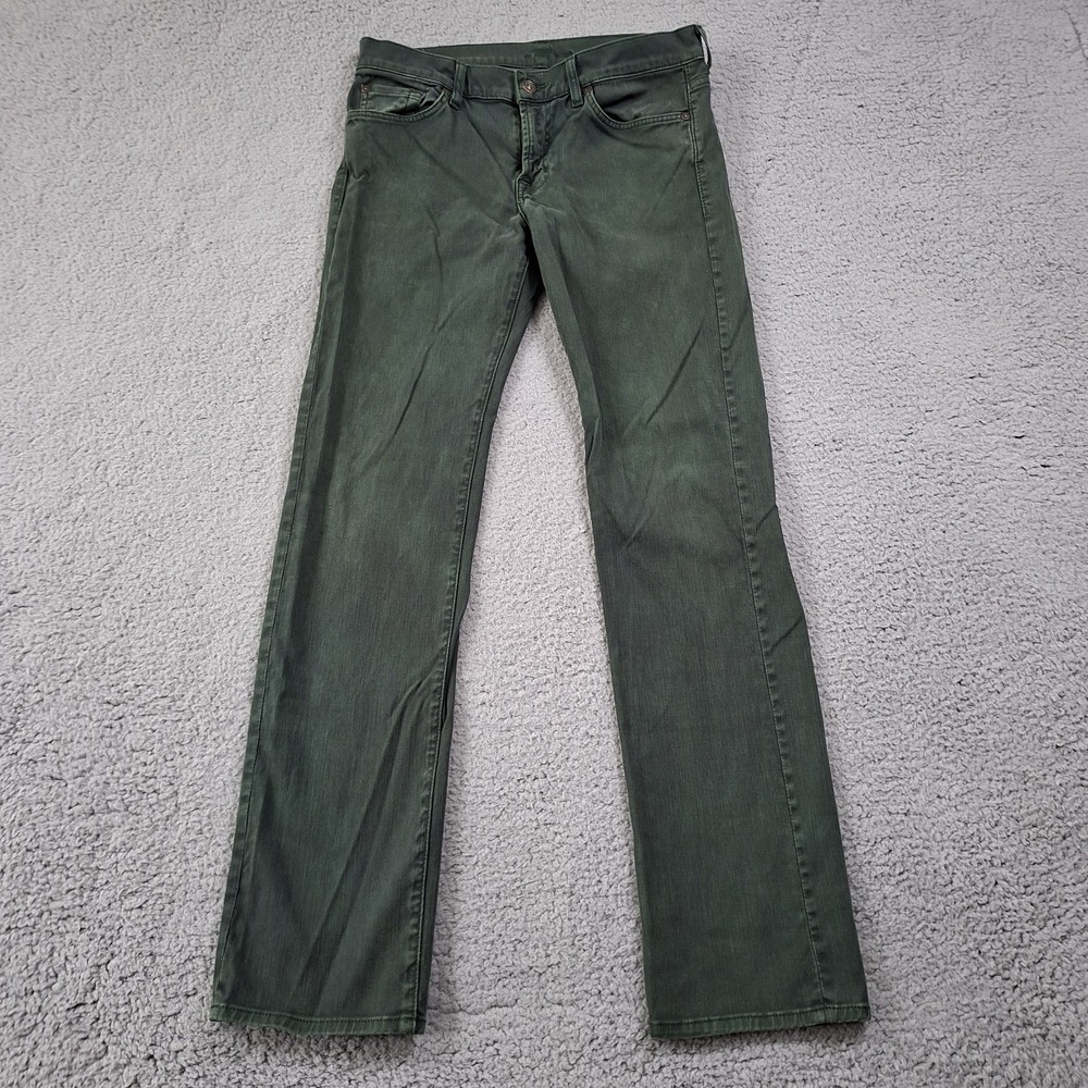 7 For All Mankind Slimmy Luxe Performance Jeans Mens 32x33 Olive Green Slim Fit